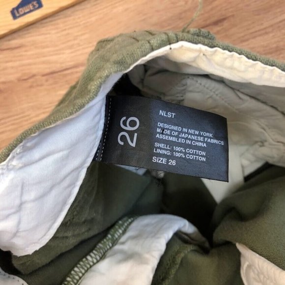 Nlst Army Drop Crotch Pants Green Womens Size 26 High Rise Crop Cargo Pockets - Picture 7 of 9